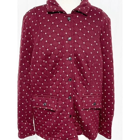 Línea Louis Dell’Olio Polka Dot Quilted Jacket Zip Up Buttons Red XL Extra Large - Picture 13 of 13